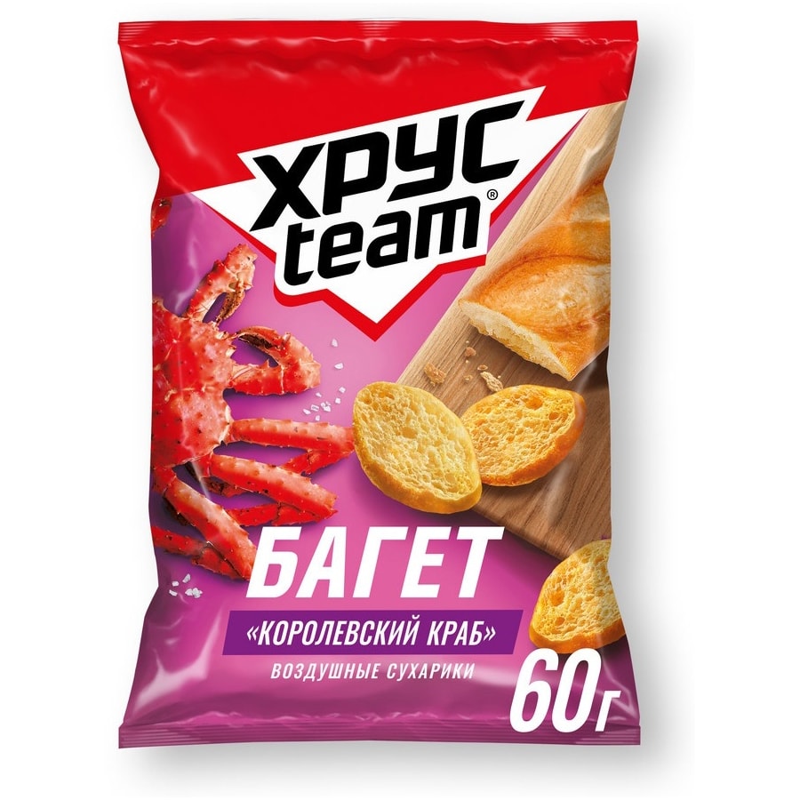 Сухарики Хрусteam багет королевский краб 60 г.